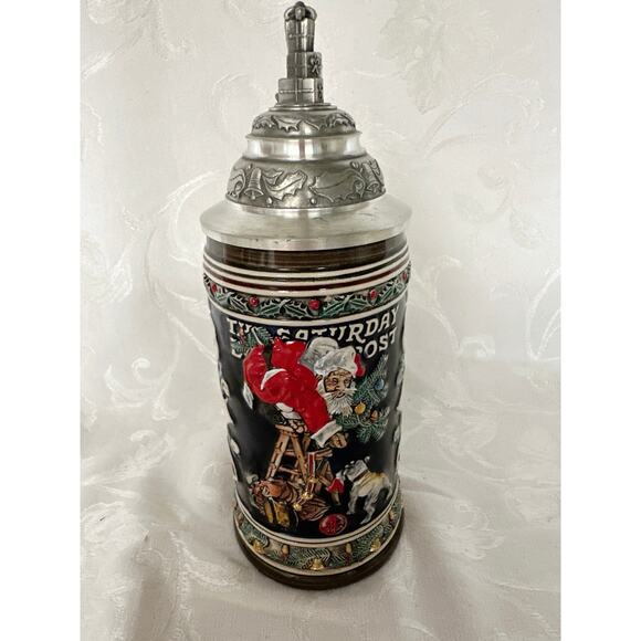 Saturday Evening Post Christmas Santa's Helper Beer Stein Anheuser Busch Limited - Picture 2 of 10